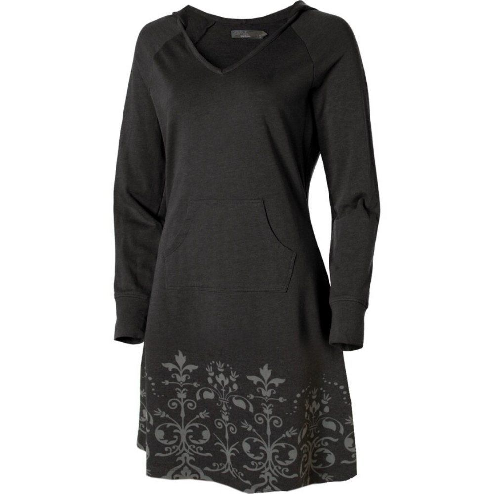 NEW prAna Mandie Dress Women's V-Neck Hooded Long Sleeve Gray Size Large